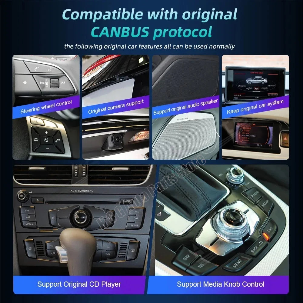 L Car Android14 For Audi Q7 A4L A4 2005-2015 Wireless CarPlay GPS Intelligent Multimedia P