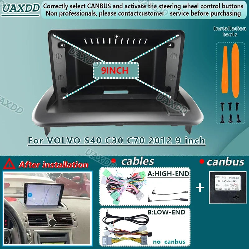 For 2012 VOLVO S40 C30 C70 9 Inch Player Radio Android Stereo Harness Screens Accessories