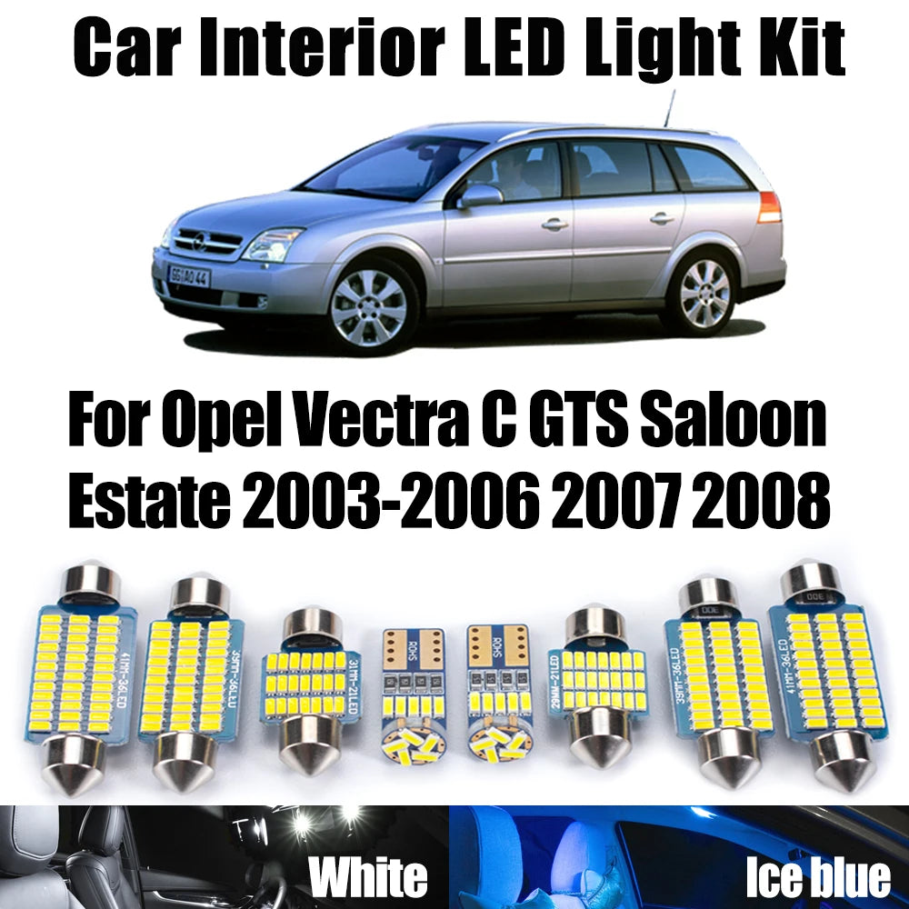 10-Piece LED Interior Light Kit for Opel - Canbus Error-Free Interior Bulbs