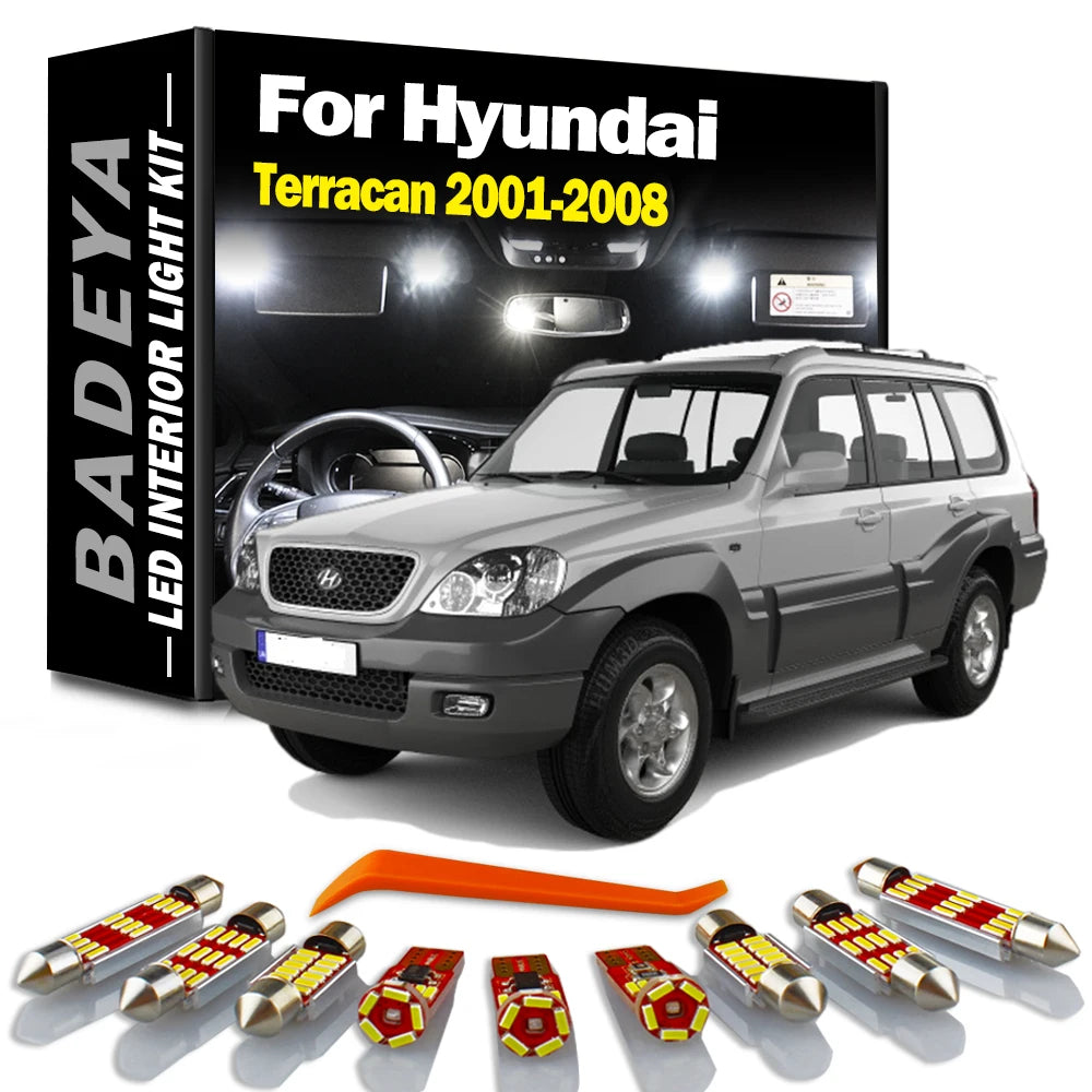 BADEYA 12Pcs LED Interior Map Dome Light Kit For Hyundai Terracan 2001 2002 2003 2004 2005