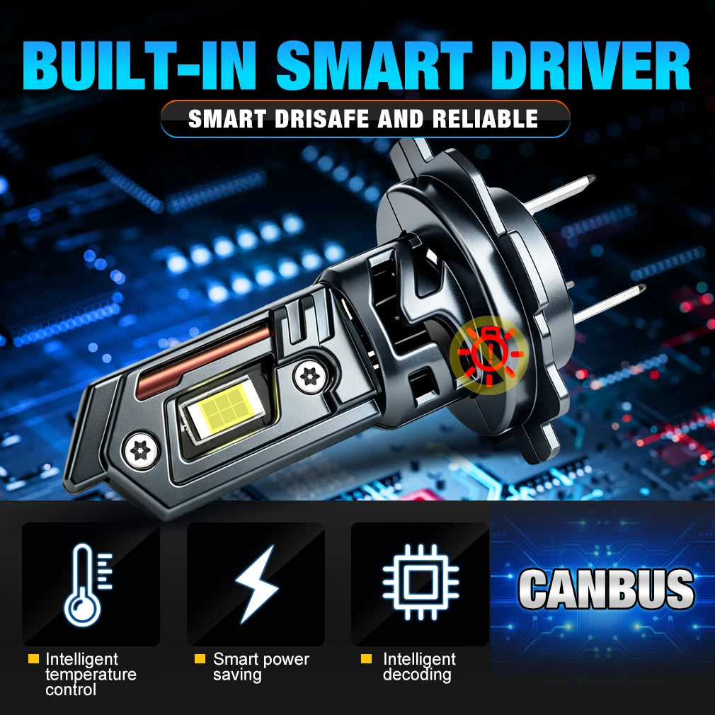 TOAUTO H4 LED Headlights Canbus High Low Beam 80000LM 160W H7 LED Canbus Car Lights Bulbs