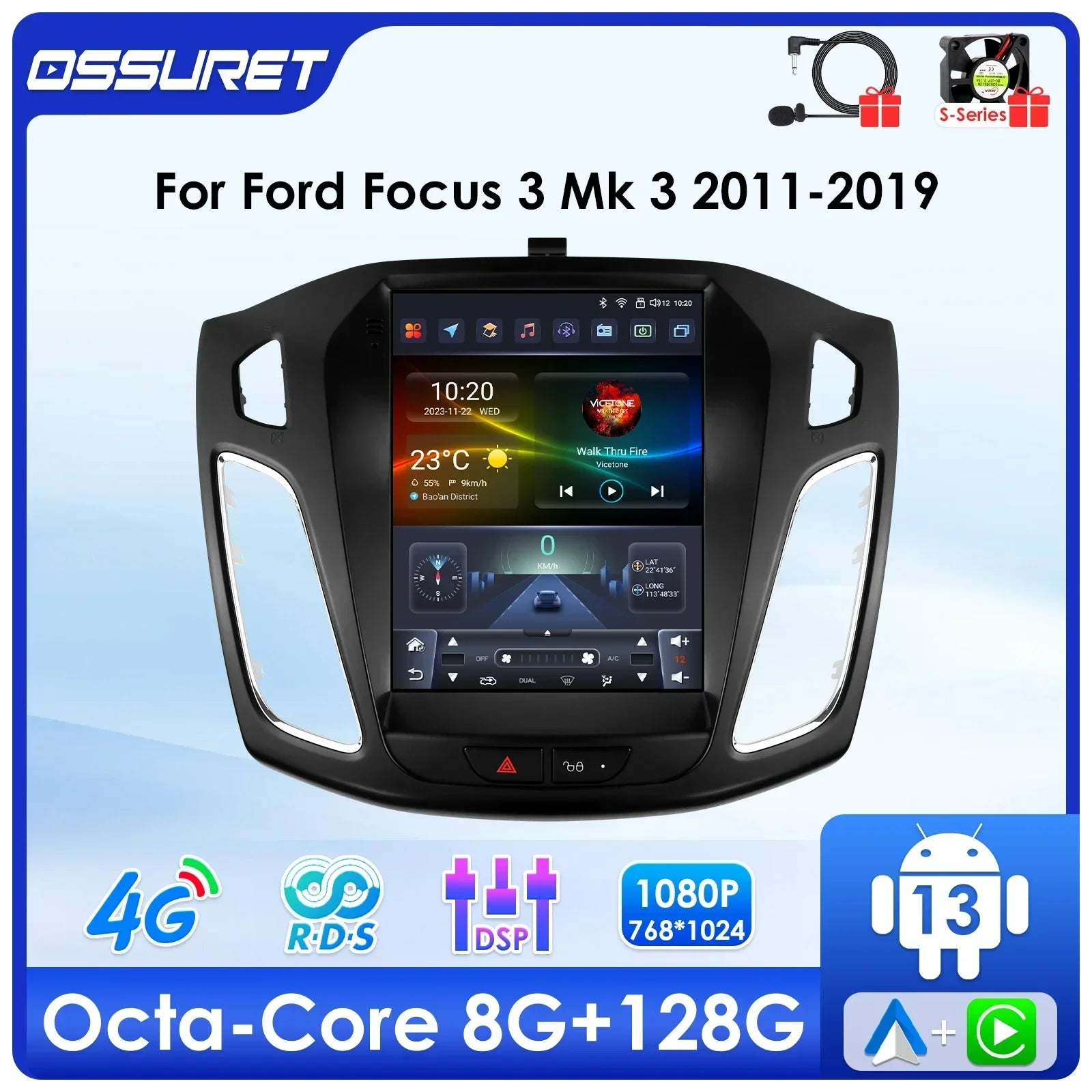 9.7"Android 13 Car radio DSP Carplay for Ford Focus 3 MK 3 2011-2017 2018 2019 Multimedia