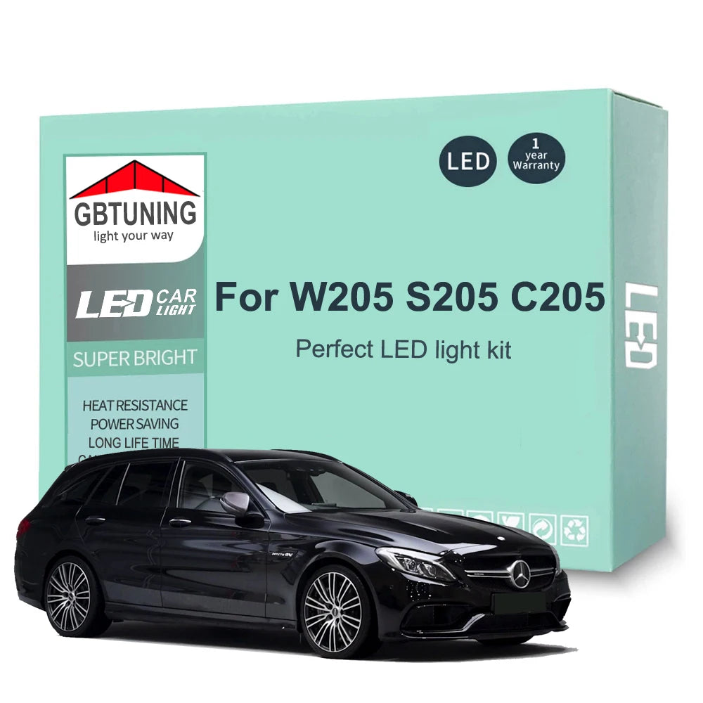 6-Piece LED Interior Light Kit for Mercedes Benz C Class W205 S205 C205 Sedan Estate Coupe 2015-2019 - Canbus Dome Ma...