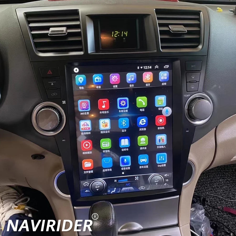 navirider Vertical Screen GPS Carplay automatic Radio For Toyota Highlander 2009 - 2013 AH