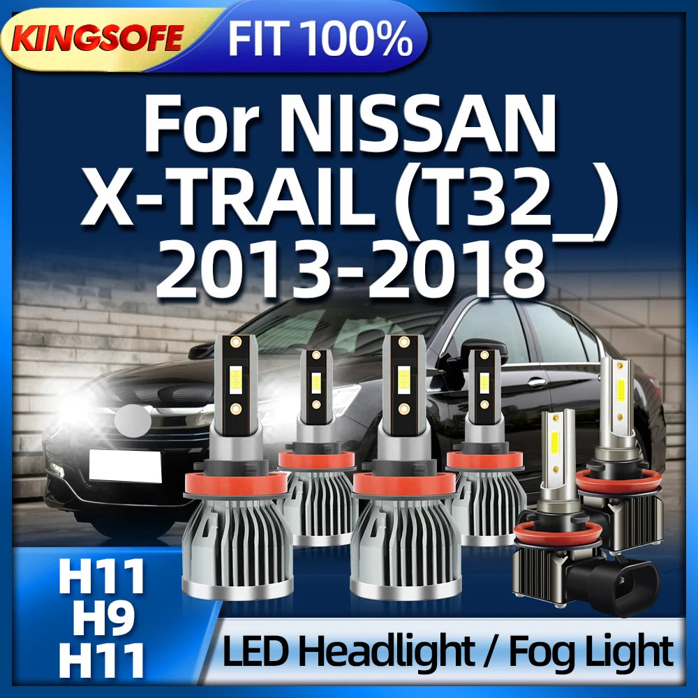 12V Bright LED Light 30000LM Headlight H9 H11 Lamp High Power 110W Bulbs For NISSAN X-TRAI