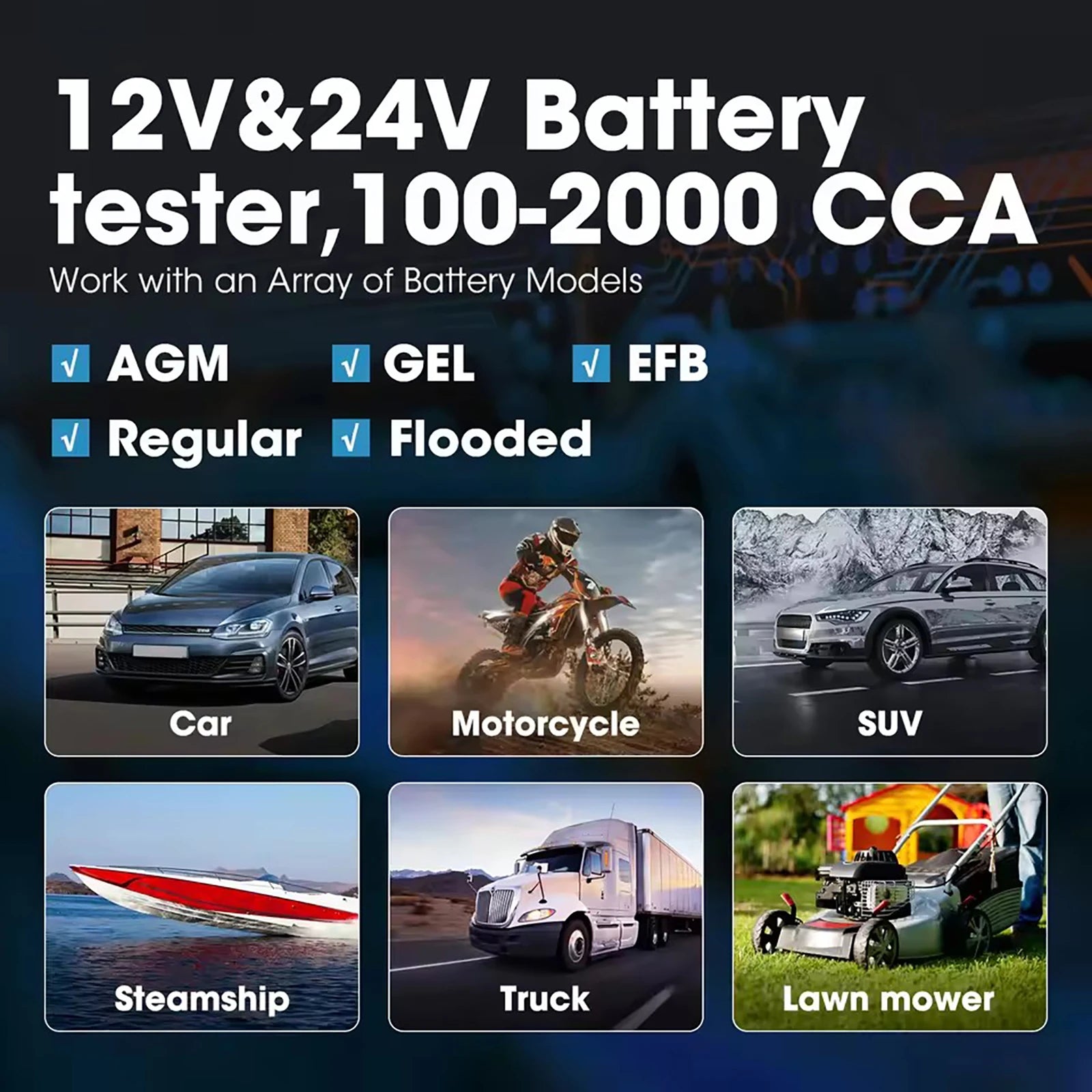 UDSTek Automotive Diagnostic BT200/BT100 Battery Tester 24V/12V Charging Cranking Test Too