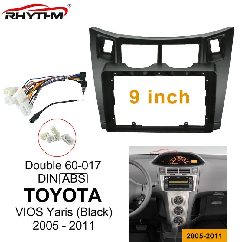 9 Inch Car Fascia For TOYOTA YARIS 2005-2011 Double Din Car Radio Dvd Fascias Frame Audio  | AUTOKITSHOP