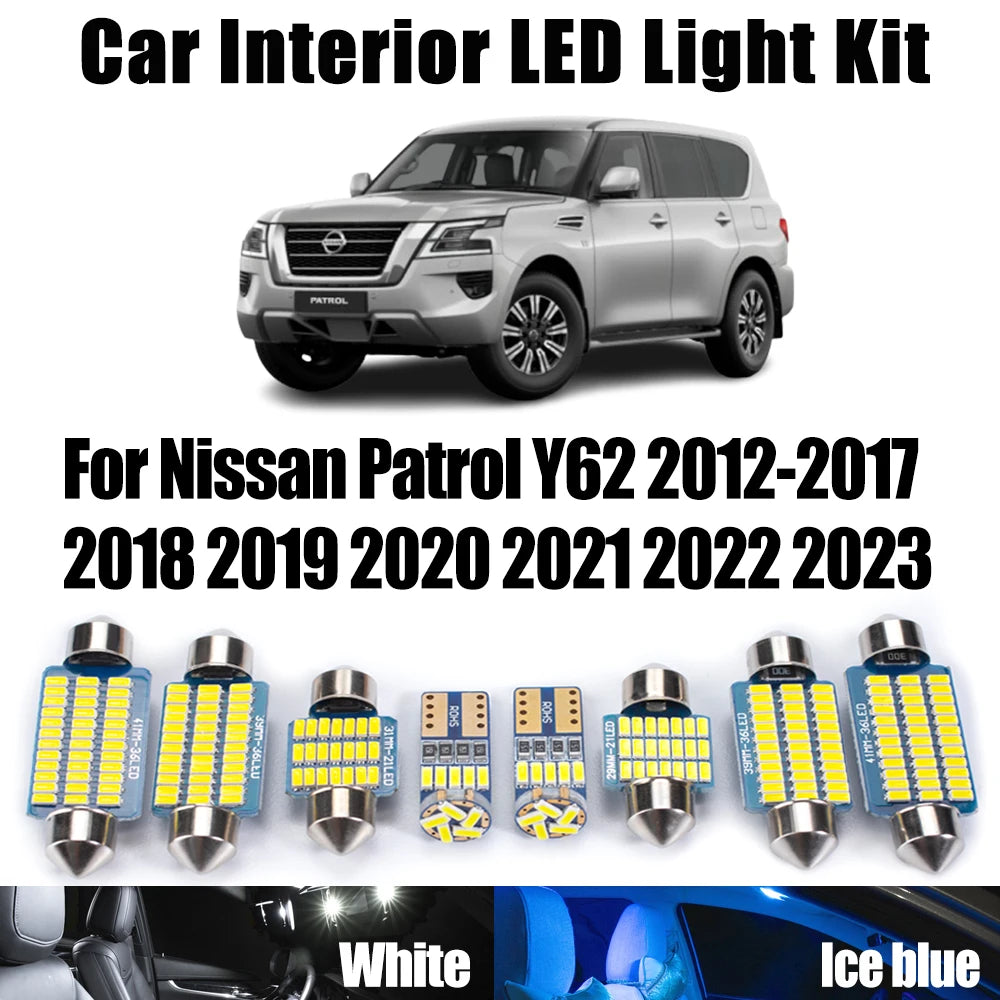 Canbus For Nissan Patrol Y62 2012 - 2019 2020 2021 2022 2023 Car Plate Bulbs LED Interior