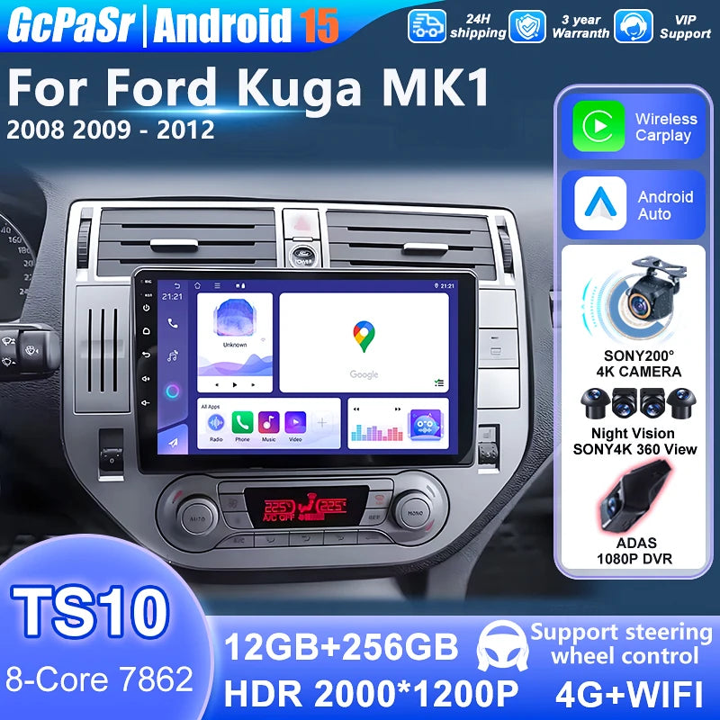 For Ford Kuga MK1 2008 - 2012 For Ford C-MAX CMAX 2003 - 2010 Android Auto Screen Car Radi