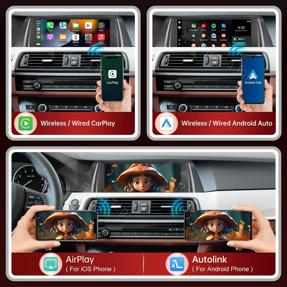 RoadTop 10.25" 12.3" Wireless CarPlay Android Auto Multimedia Radio Linux Screen For BMW 5 | AUTOKITSHOP