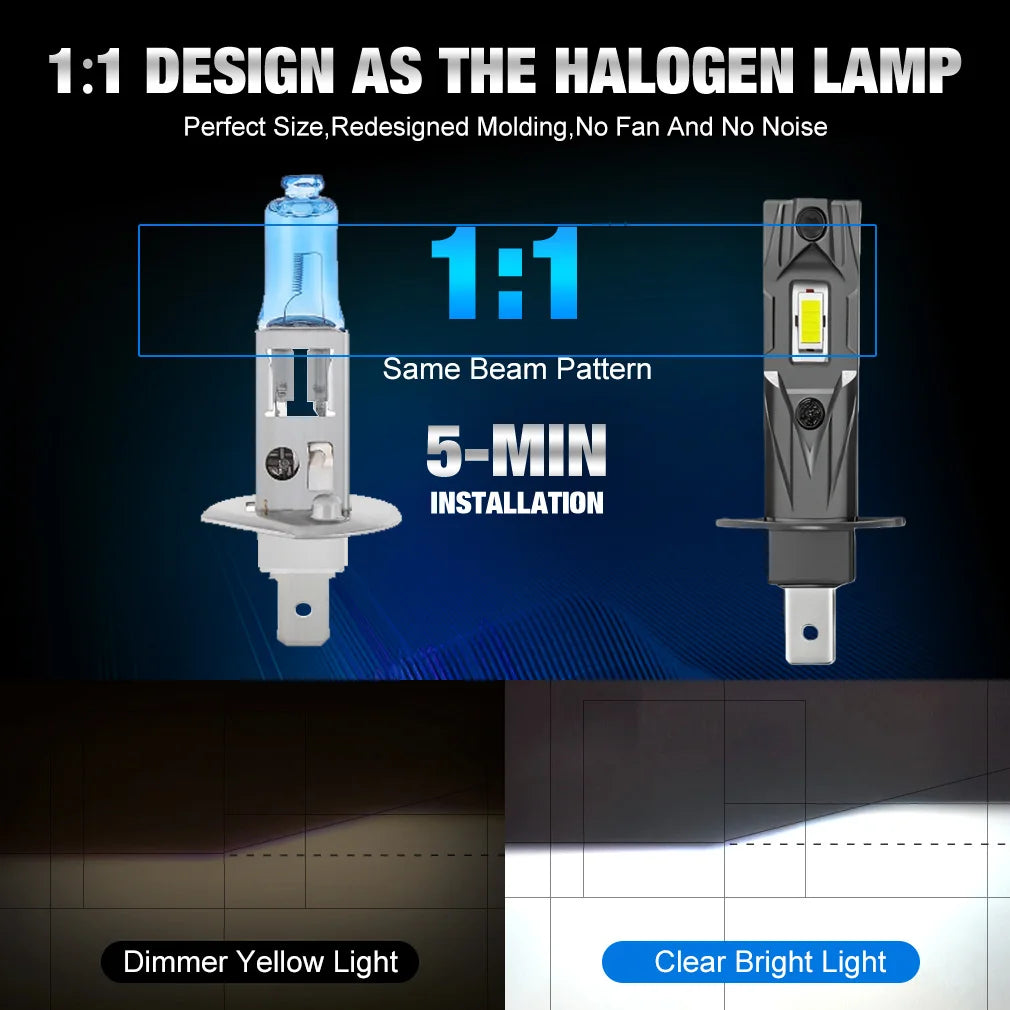 TOAUTO H1 LED Lights Bulbs 70W 30000LM Car H1 LED Headlights Canbus Auto Diode Fog Lamps 1
