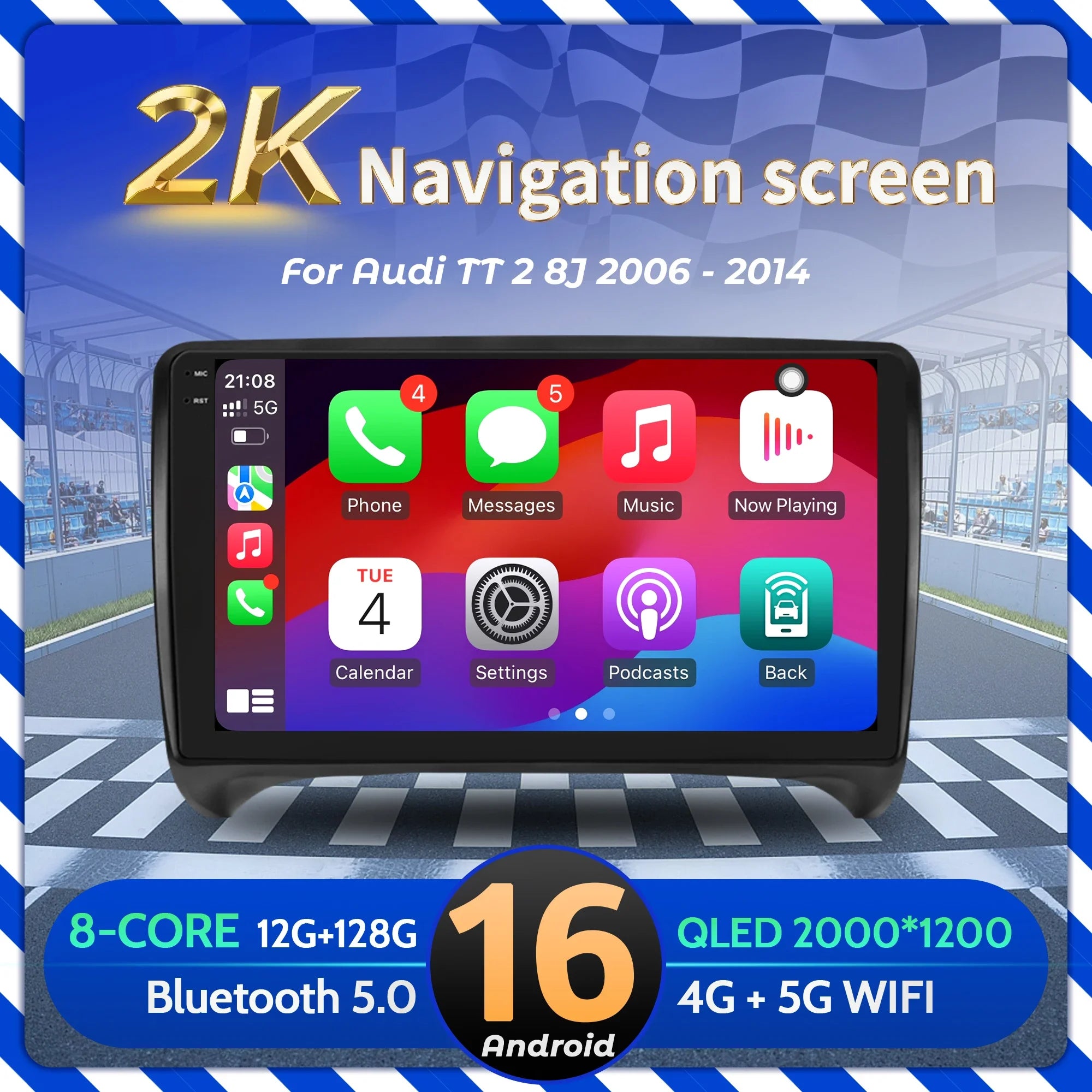 9 inch Car Radio Android 16 For Audi TT 2 8J 2006-2014 BT Carplay Multimedia Navigation He