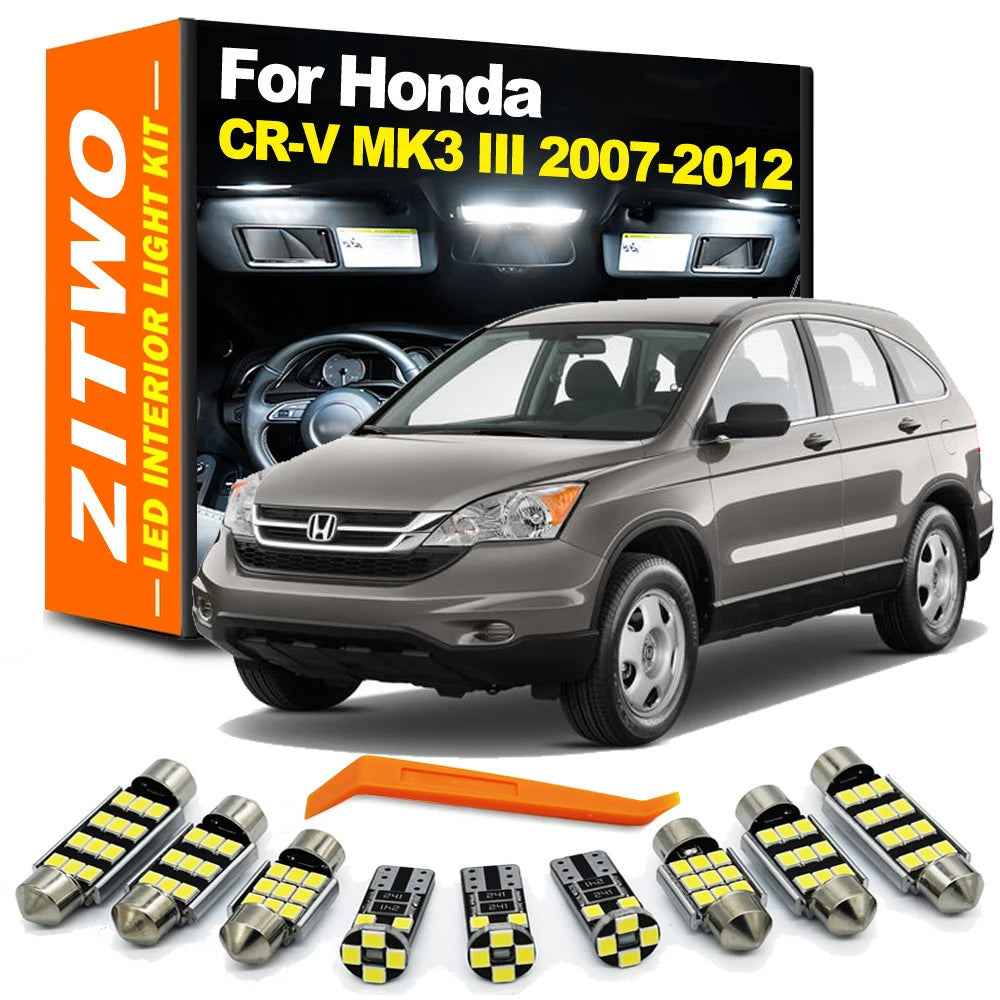 ZITWO 12Pcs LED Bulb Interior Indoor Light Kit For Honda CRV CR-V III MK3 2007 2008 2009 2010 2011 2012 Vanity Mirror Trunk Lamp