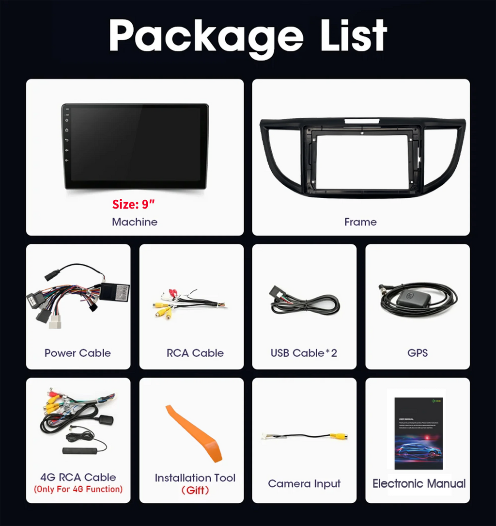 Android 14.0 For Honda CRV CR-V 4 RM RE 2011-2018 Car Player 5G Auto Radio Multimedia GPS