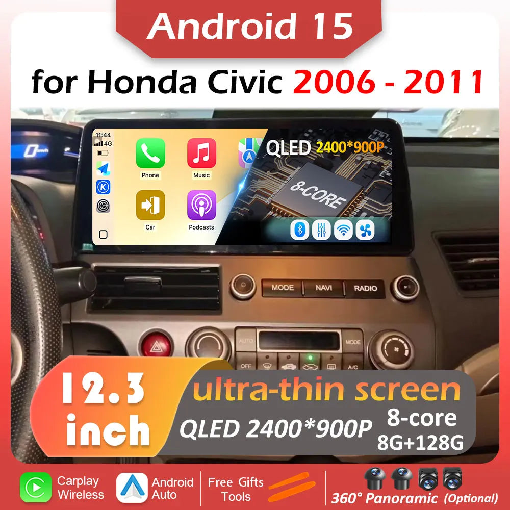 Car Radio for Honda Civic 2006 2007 2008 2009 2010 2011 Multimedia Player Android 15 DSP S | AUTOKITSHOP