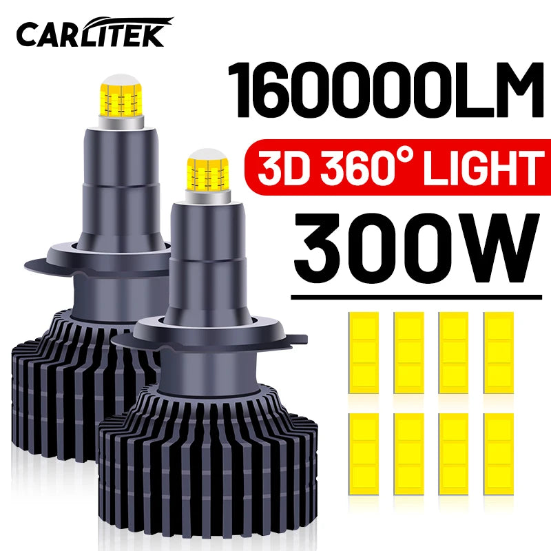 3D 360 H7 Led Canbus Car Headlight Bulb 160000LM H11 H4 H1 HB3 9005 HB4 9006 9012 300W Aut
