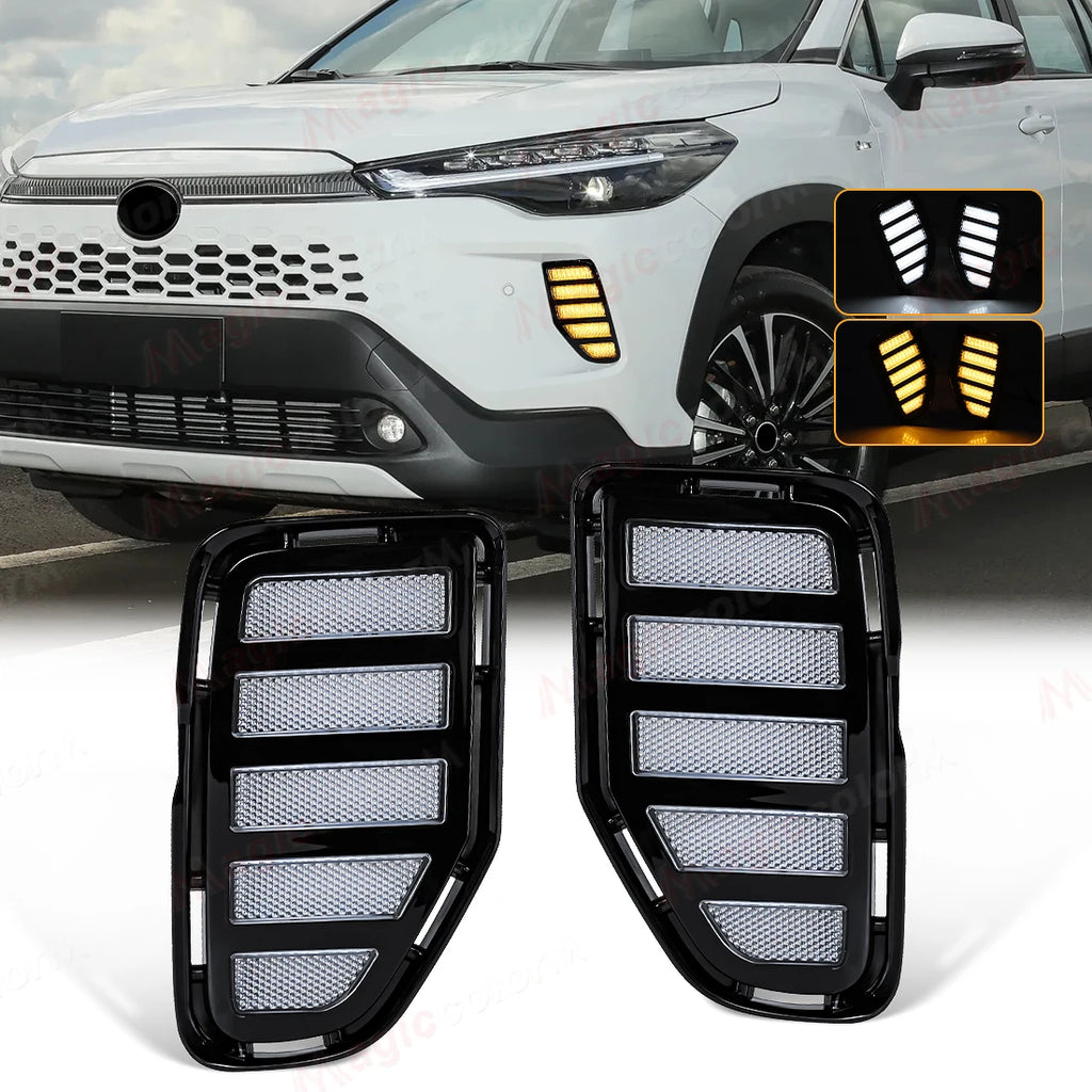 DRL For Toyota Corolla Cross 2024 2025 LED Daytime Running Lights Turn Signal Fog Lamps Fr | AUTOKITSHOP