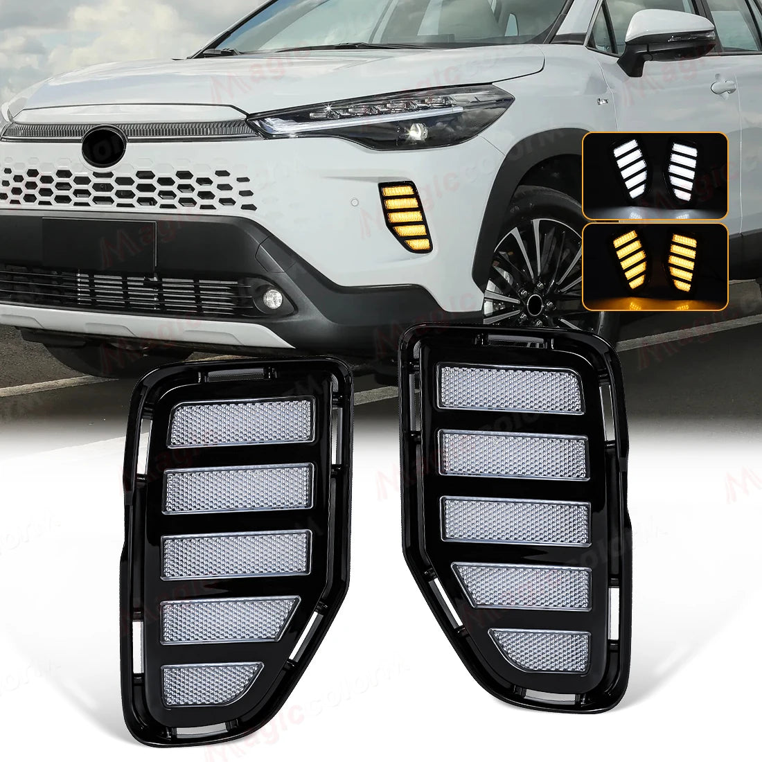 DRL For Toyota Corolla Cross 2024 2025 LED Daytime Running Lights Turn Signal Fog Lamps Fr | AUTOKITSHOP