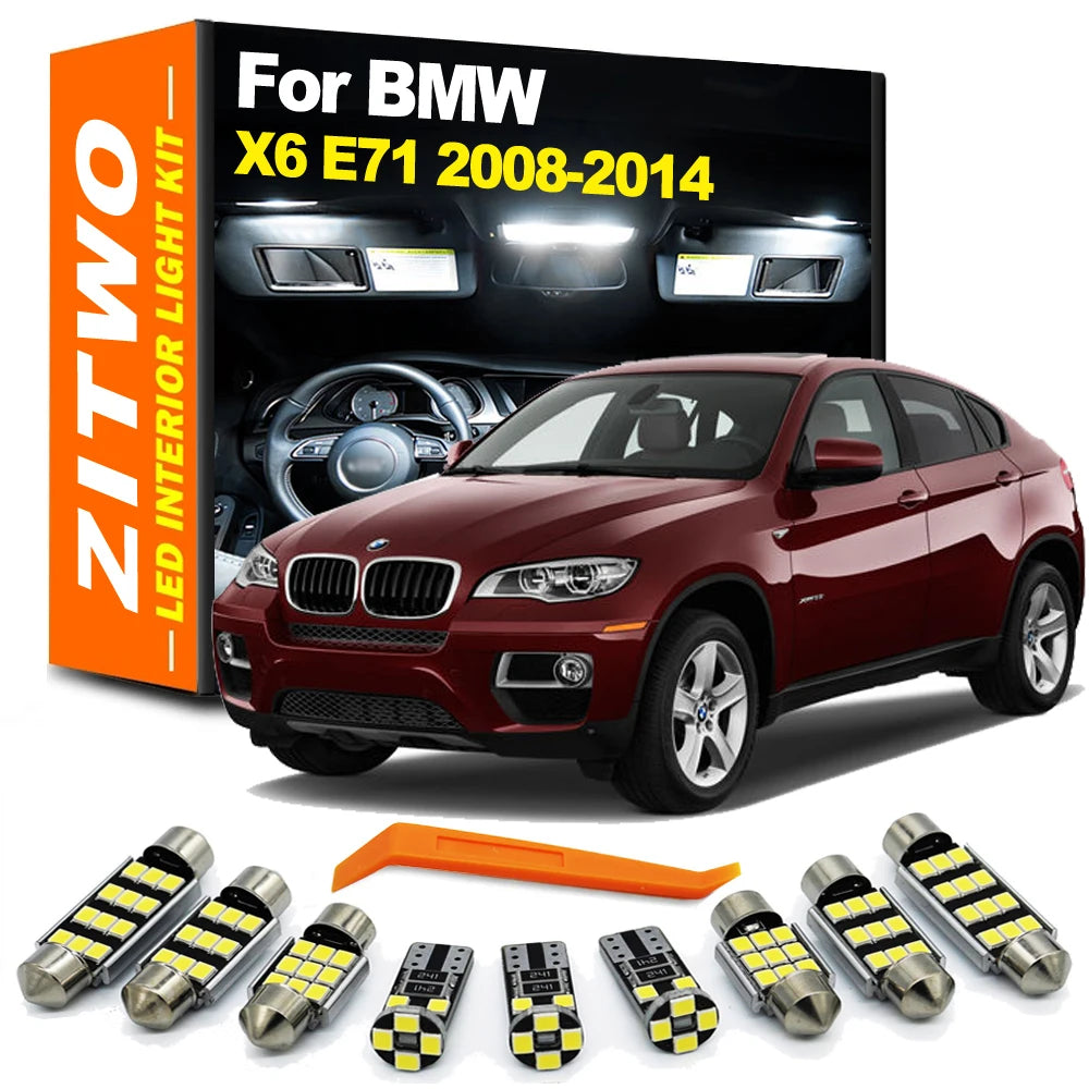 ZITWO 23Pcs Canbus LED Interior Map Dome Reading Door Luggage Light Bulb Kit For BMW X6 E71 2008 2009 2010 2011 2012 2013 2014