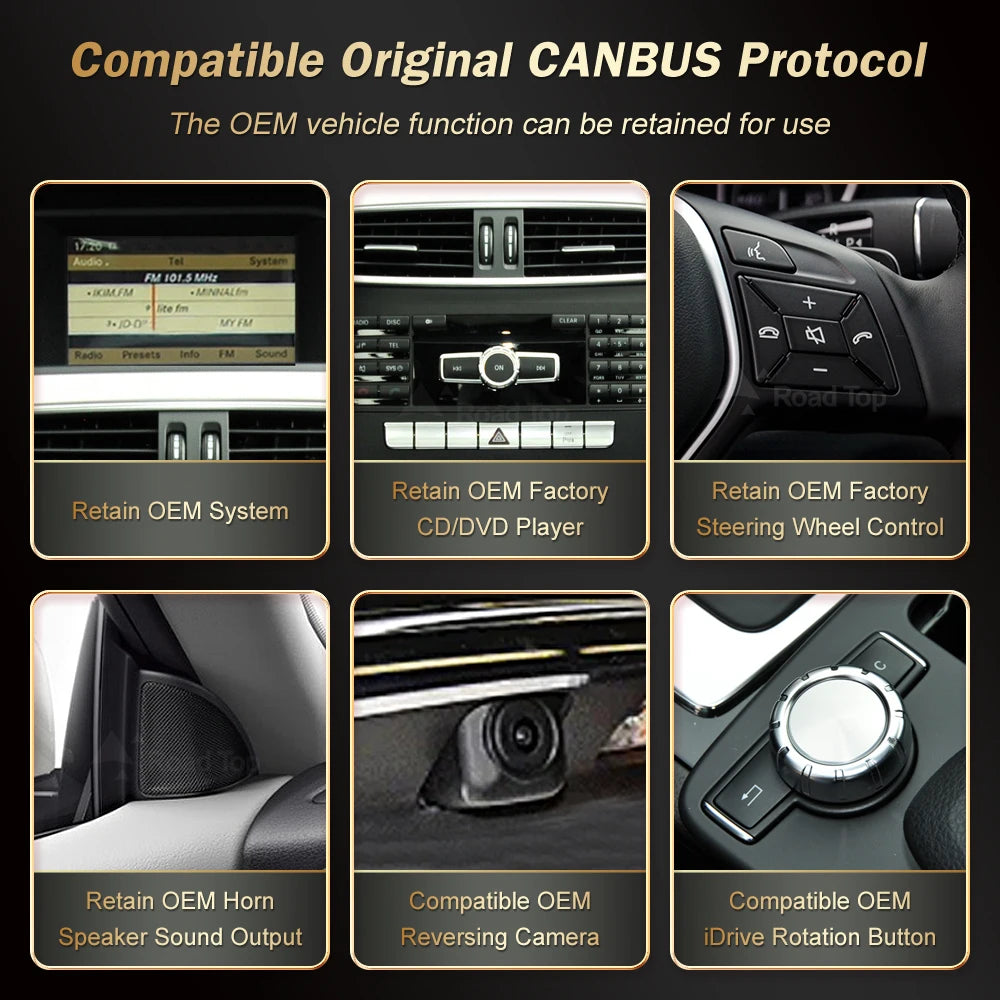 12.3' RoadTop Linux Wireless CarPlay Android Auto Multimedia Display Screen for Mercedes-B