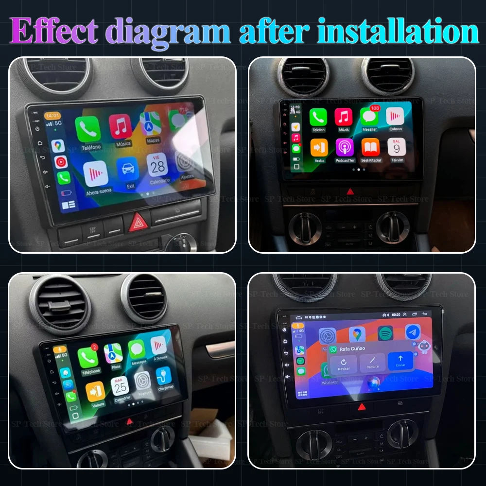Android 16 Carplay Auto Car Radio For Audi A3 8p 2003 - 2012 S3 Rs3 2011-2012 Audio Stereo | AUTOKITSHOP