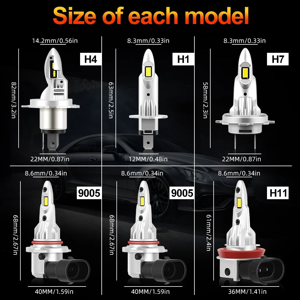 H1 LED Bulbs Car Headlight 800000LM 1000W White H4 Fog Light H7 H11 9005 9006 Plug and Pla