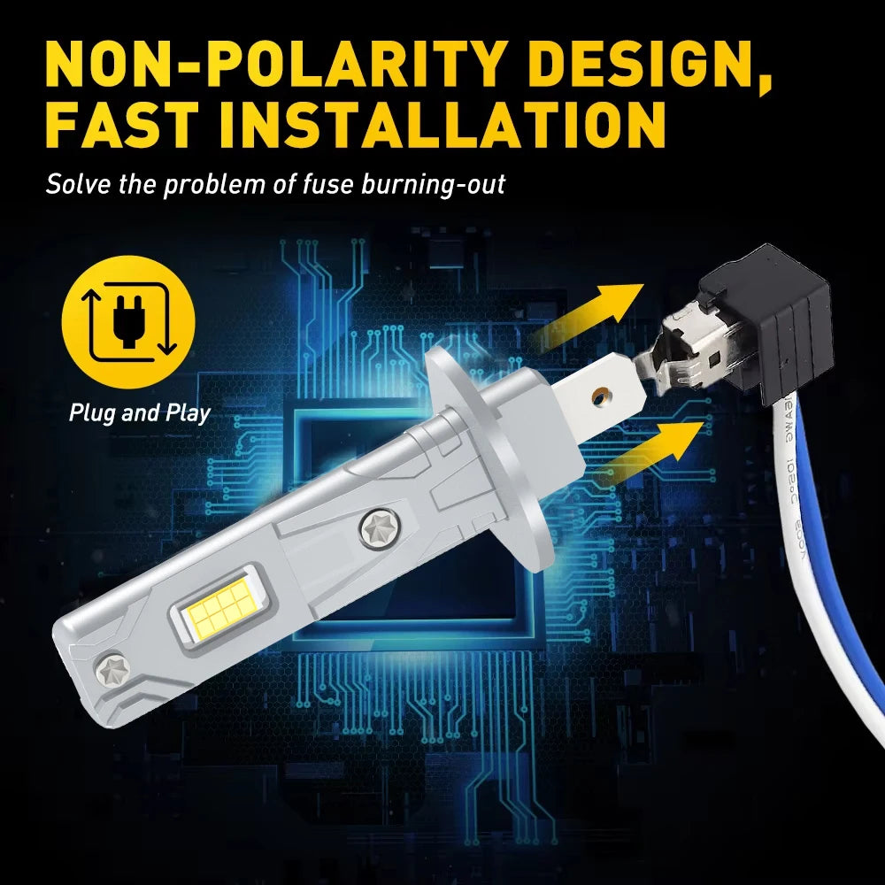2/4Pcs H1 Car LED Headlight Bulbs 30000LM 6000K Auto H11Fog Lamp For FIAT BRAVO 2 2007 200