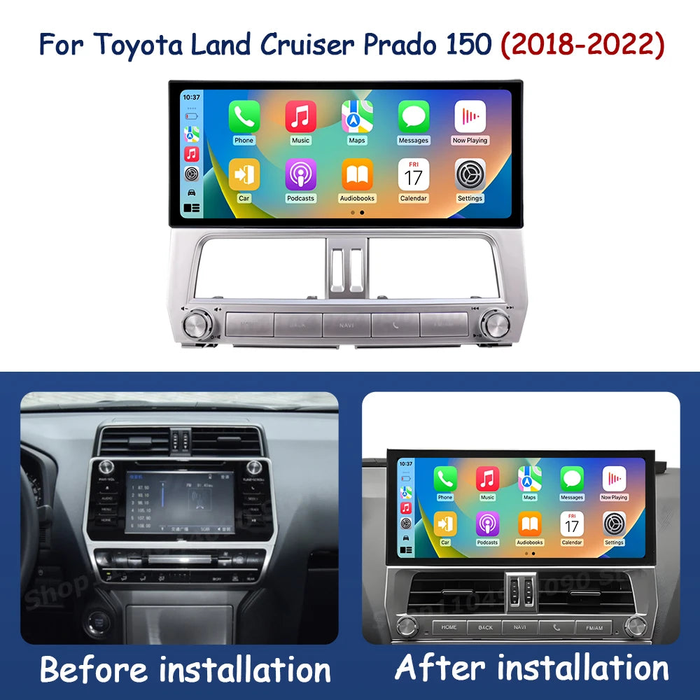 Wireless Carplay Android OS Car Display for Toyota Land Cruiser Prado 150 2018-2022 Multim
