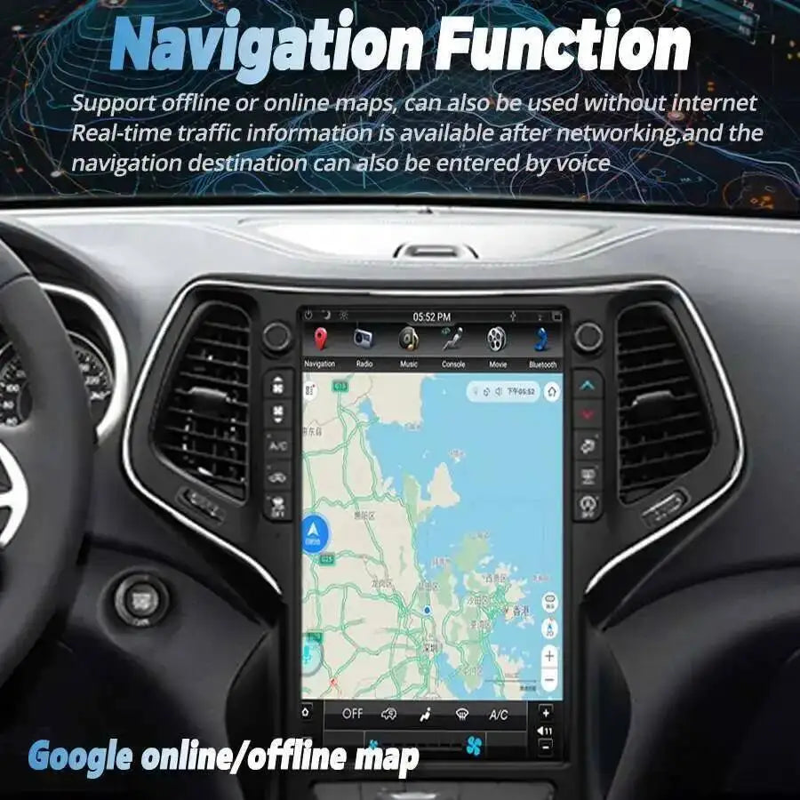 13.6inch Android Screen Car Radio For Jeep Cherokee 2014-2021 GPS Carplay Car Multimedia V | AUTOKITSHOP