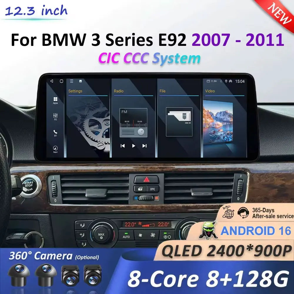 Android 16 12.3 inch for BMW 3 Series E92 2007 - 2011 CCC/CLC System Car Radio Multimedia