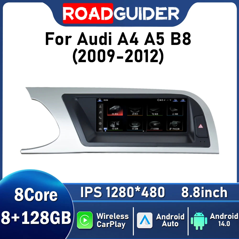 Android 14 For Audi A4 A5 B8 2009 2010-2012 Car Radio Multimedia Player Auto Carplay Stere