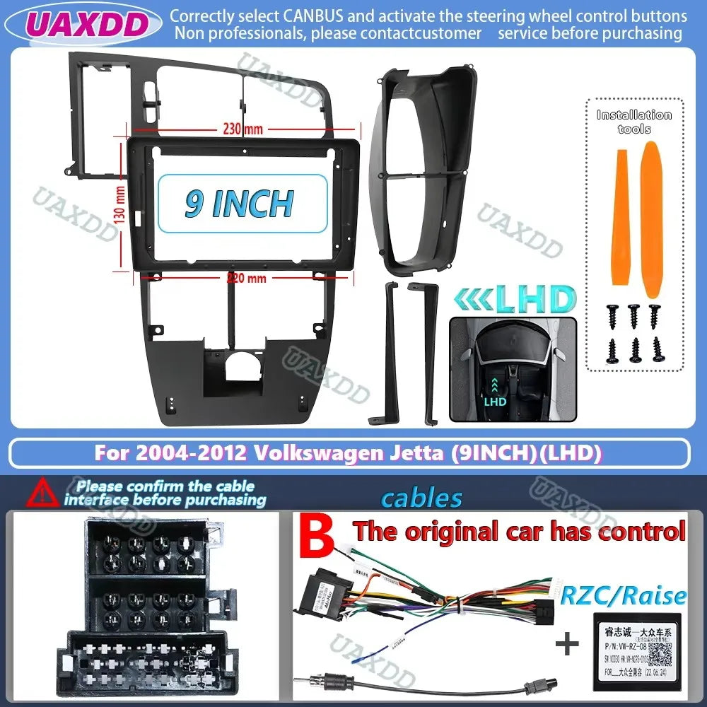 For 2004-2012 Volkswagen Jetta 9 INCH 2 Din Car radio Android Center cable video harness a