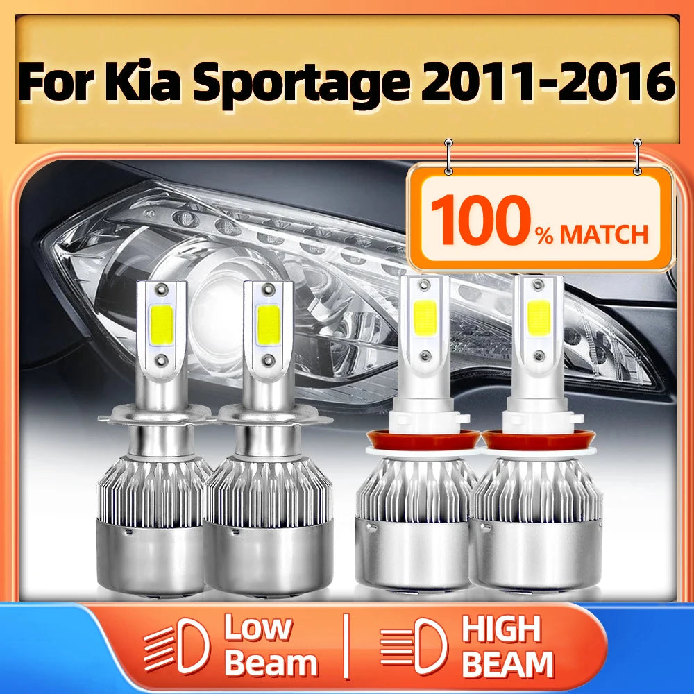H7 H11 LED Haedlight Bulbs High Low Beam Car Lamps 12V 6000K Turbo Auto Light For Kia Spor
