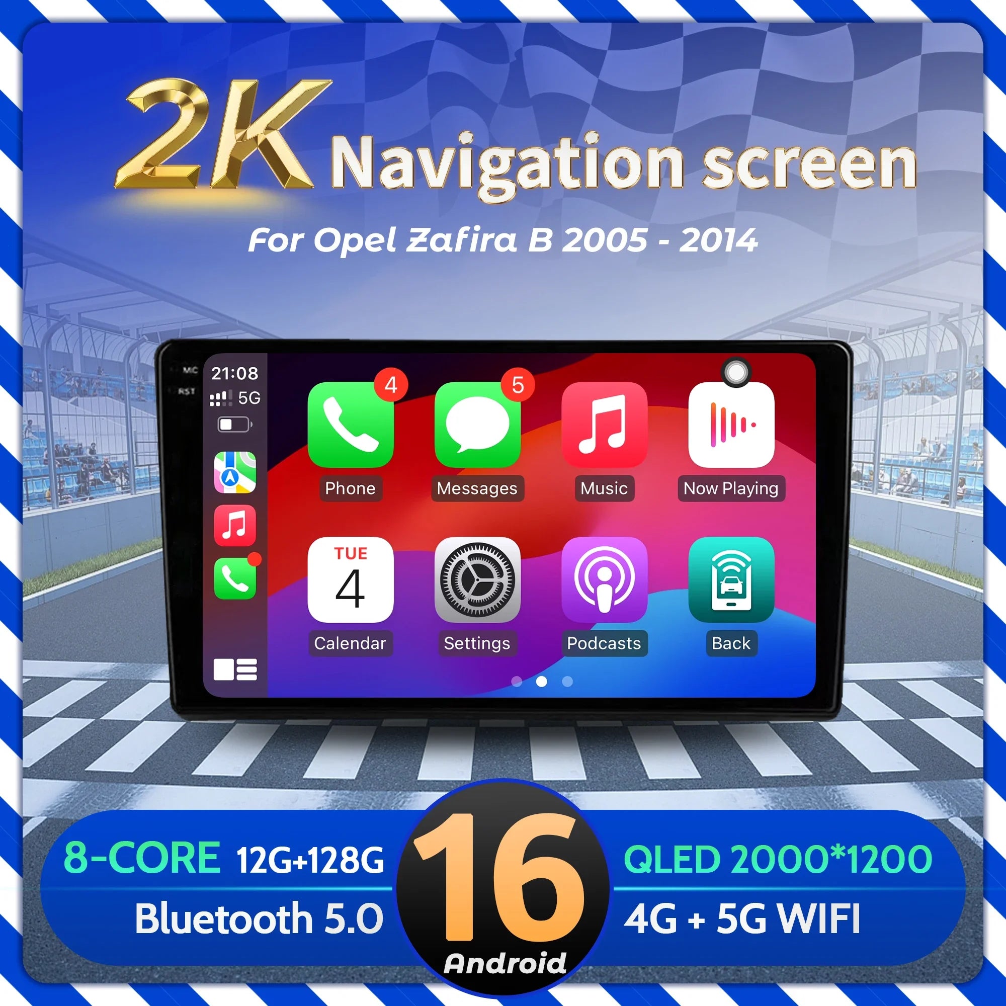 9 inch Car Radio Android 16 For Opel Zafira B 2005-2014 BT Carplay Multimedia Navigation 2