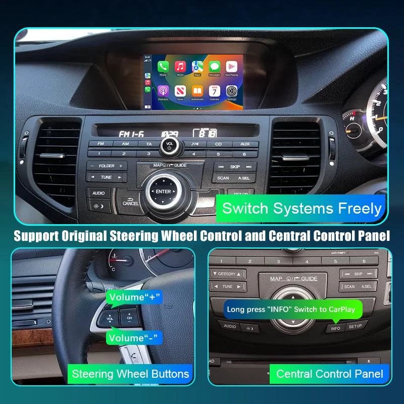 Newest Wireless Carplay Android Auto Module TV For Honda Accord/Crosstour/Spirior/Pilot Sm