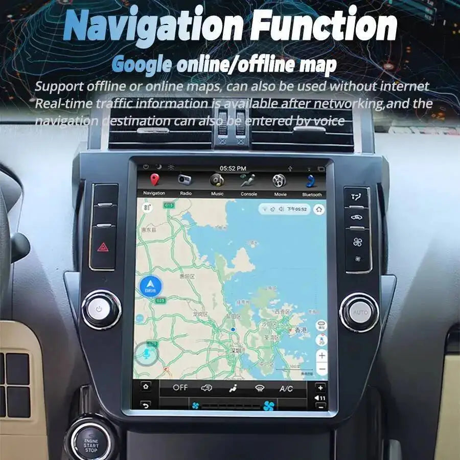 12.1inch Car Multimedia Video Player GPS DSP Vertical Screen Android 15 Screen For Toyota