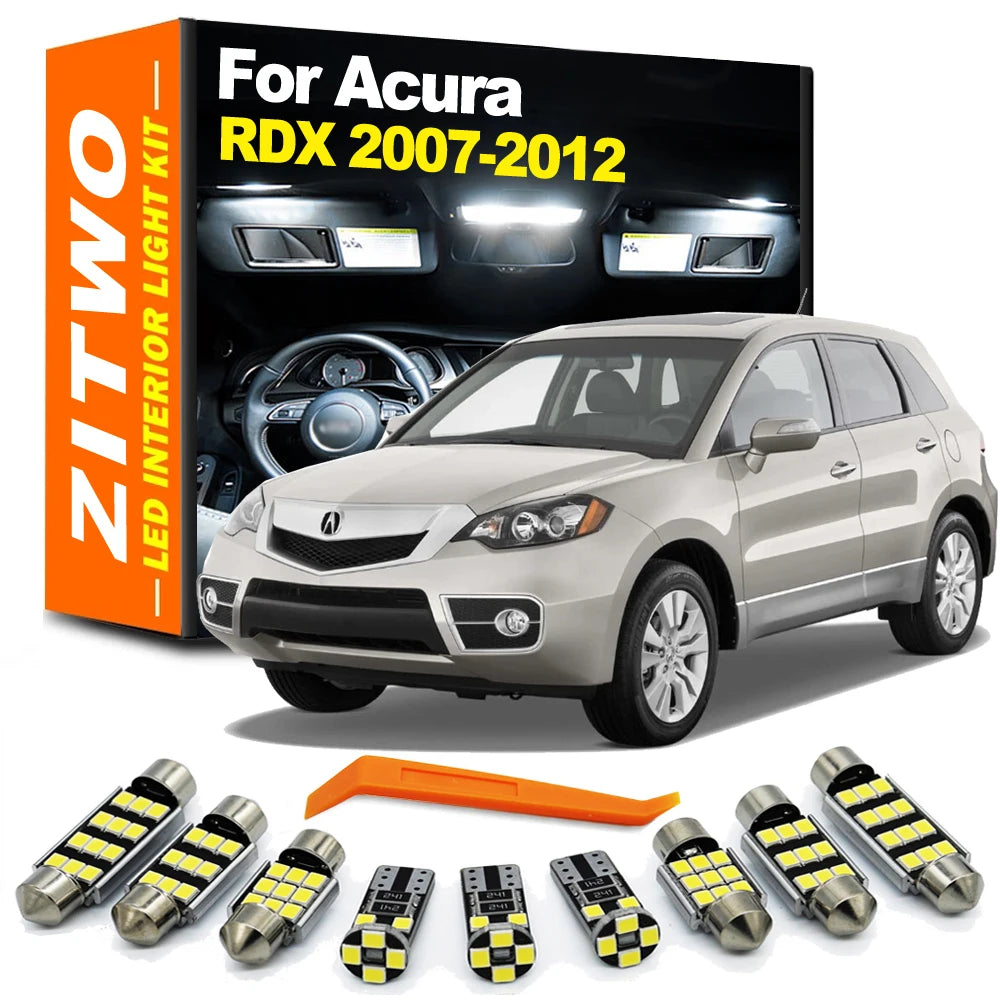 ZITWO 12Pcs LED Bulb Interior Indoor Light Kit For Acura RDX 2007 2008 2009 2010 2011 2012 Vanity Mirror Trunk Number Plate Lamp