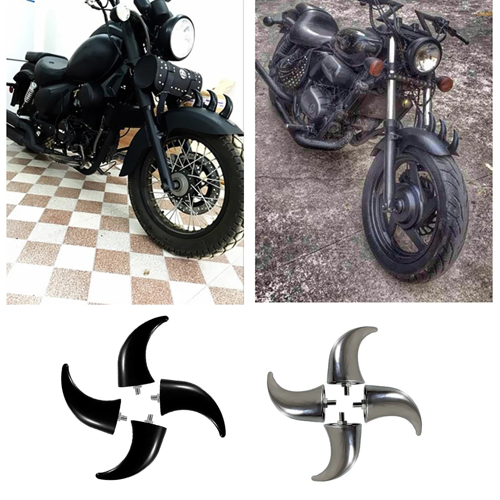 Black Chrome Decorative Front Horn Fender Extension Plastic Universal for Motorcycle Front Fende - Automotive LED Light