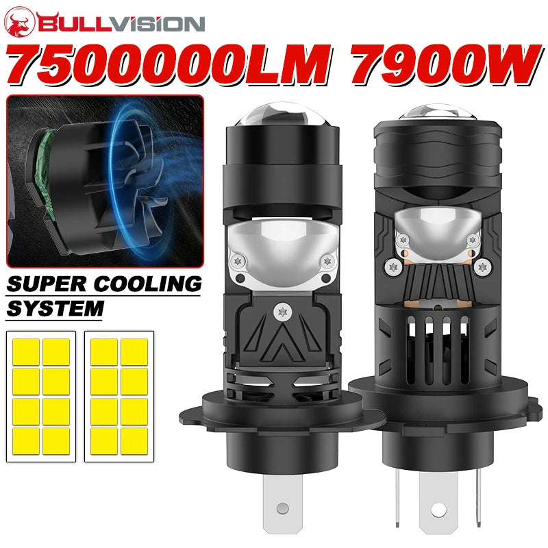 H7 LED H4 H8 H9 H11 9005 HB3 9006 HB4 Projector Lens 7500000LM 6500K High Low Beam For Lef