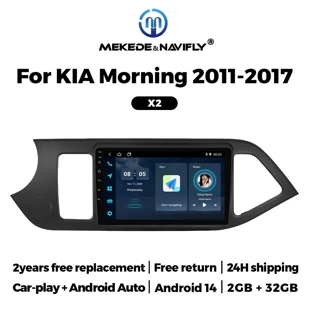 2 Din Android 14 Car Radio Stereo for KIA PICANTO Morning 2011-2016 Carplay Navigation GPS | AUTOKITSHOP