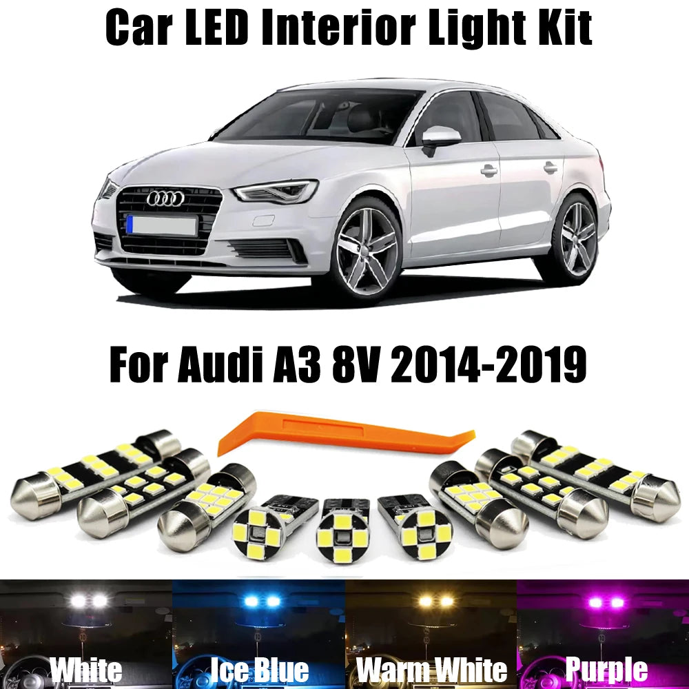 11-Piece LED Interior Light Kit for Audi A3 S3 RS3 8V - Canbus Error-Free Bulbs | AUTOKITSHOP