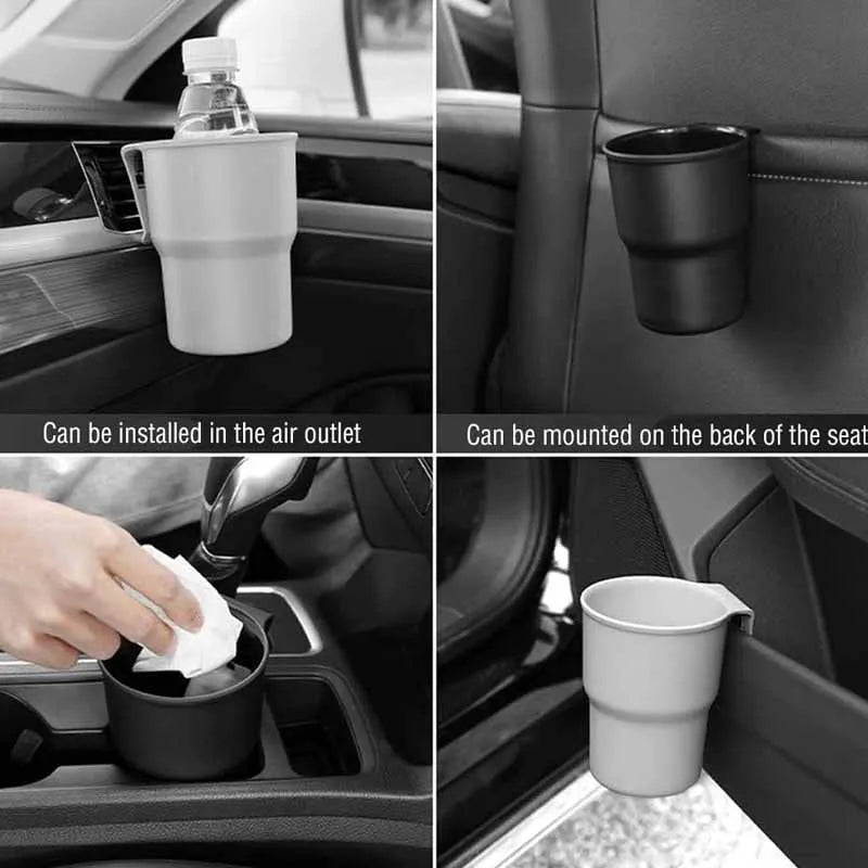 Car Water Cup Holder 2 in 1 Beverage Holder Trash Can Mobile Phone Holder Air Outlet Chair Back  - Automotive LED Light