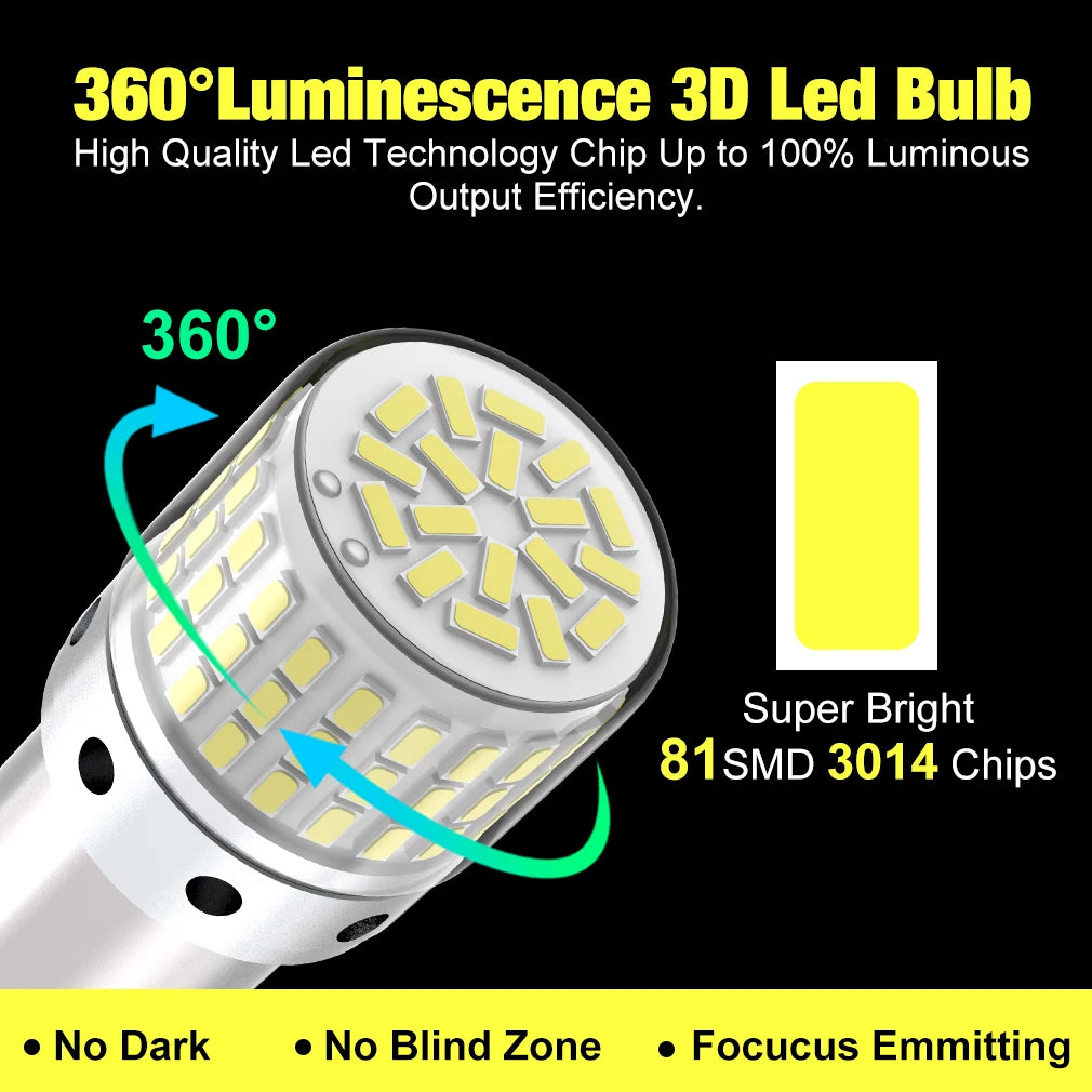 3000LM 1156 BA15S P21W LED BAU15S PY21W 7440 W21W P21/5W 1157 BAY15D T20 7443 3157 Turn LE