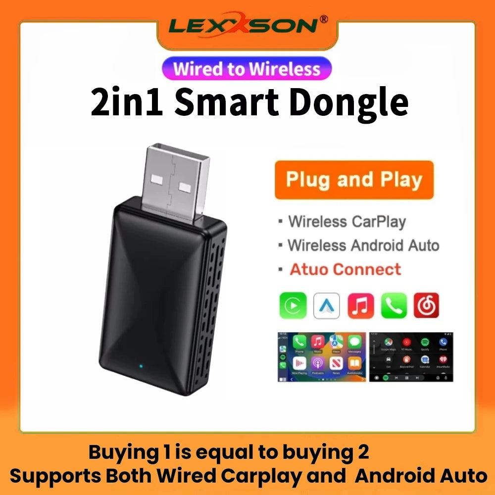 Mini 2in1 Wireless CarPlay&Android Auto Wireless Adapter Smart Mini Box Dongle Bluetooth W | AUTOKITSHOP