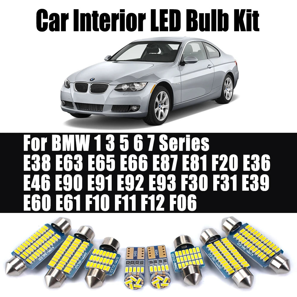 LED Interior Light Kit for BMW E38 E63 E65 E66 E87 E81 F20 E36 E46 E90 E91 E92 E93 F30 F31 E39 E60 E61 F10 F11 F12 F0...