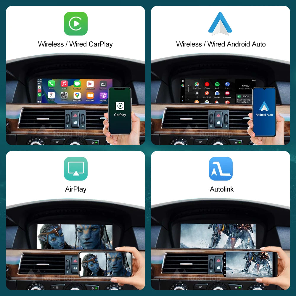 CN RoadTop 8.8' Wireless CarPlay Linux Screen Android Auto For BMW 5 Series E60 E61 2005-2