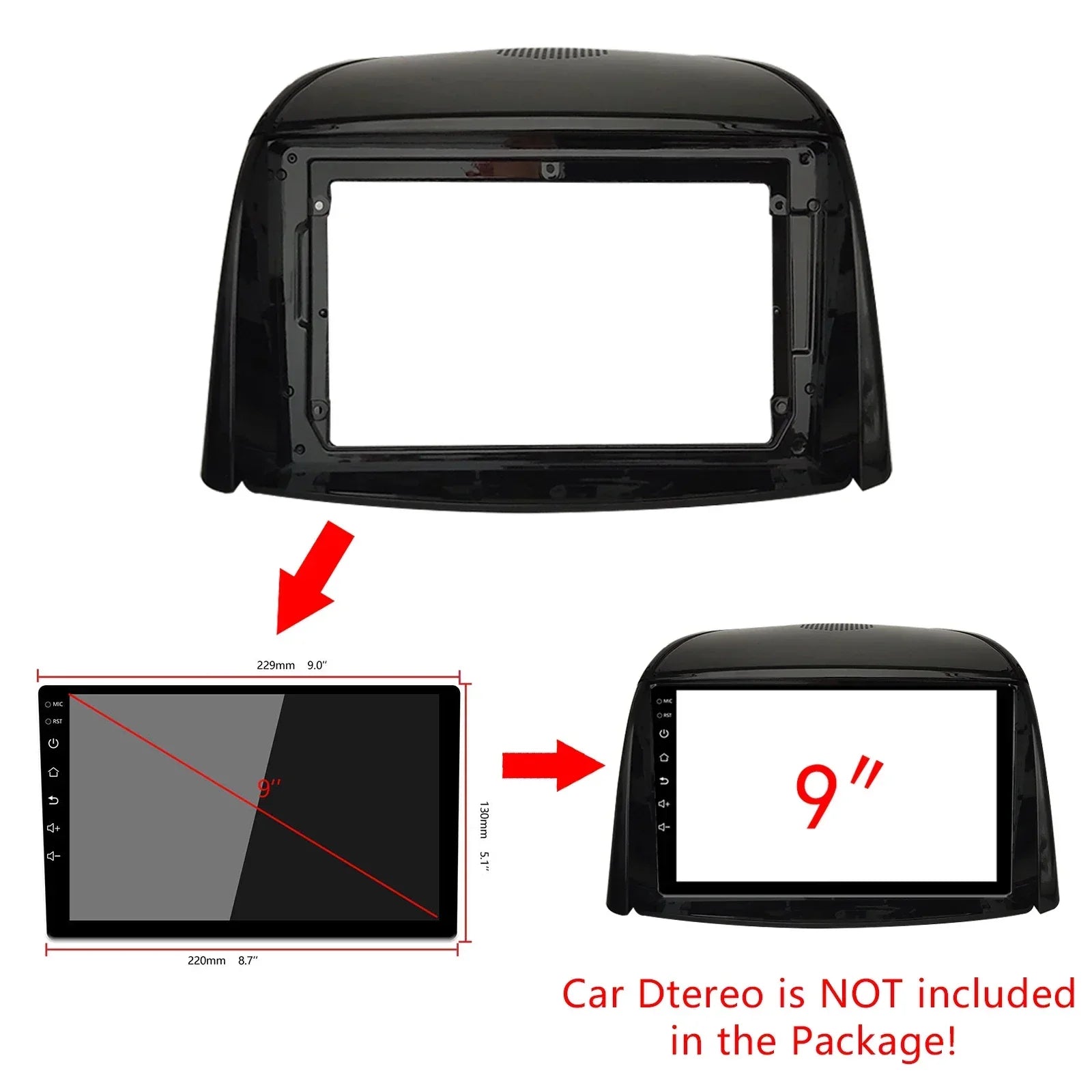 9 Inch Car Fascia For Renault Koleos 2008-2016 Double Din Car Radio Frame Fitting Adaptor  | AUTOKITSHOP