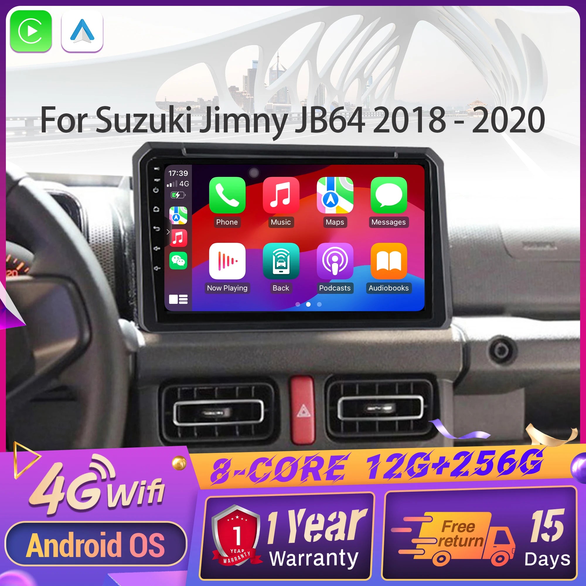 Android 14 Car Radio For Suzuki Jimny JB64 2018-2020 Multimedia Navigation 4G GPS Wireless