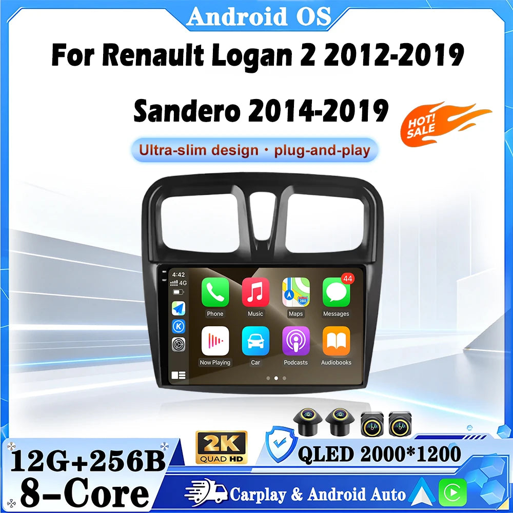 10 inch Android 16 Car Stereo for Renault Logan 2 2012-2019 Sandero 2014-2019 Multimedia Video Player | AUTOKITSHOP