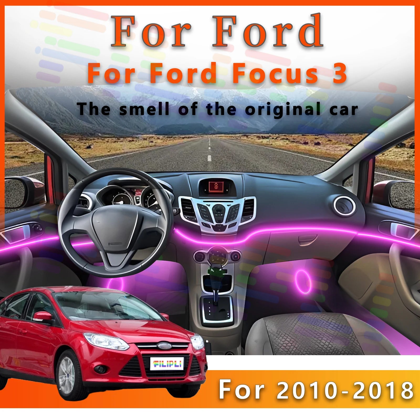 RGB - Ambient Light - for Ford 2010-2018 - App Control - Car Interior Lighting | AUTOKITSHOP